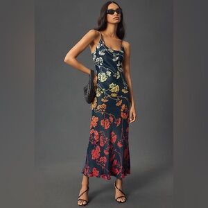 Anthropologie Navy Floral Maxi Dress